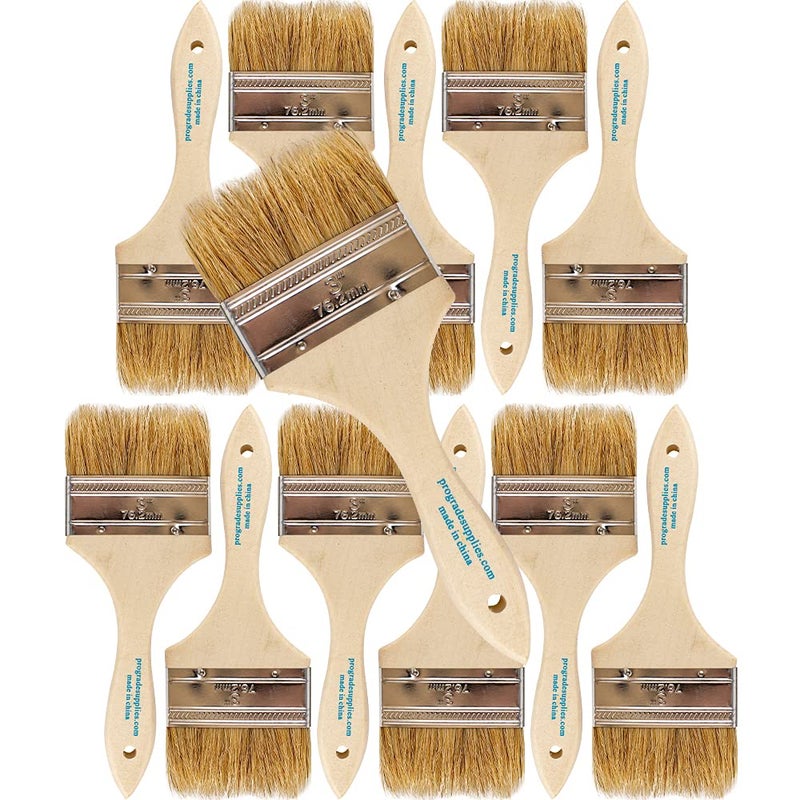 Pro-Grade Pro Grade - Chip Paint Brushes - 12 Ea 3 Inch Chip Paint Brush Light Brown - Image 1